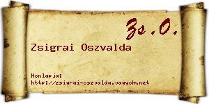 Zsigrai Oszvalda névjegykártya